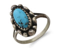 Navajo Ring 925 Silver Sleeping Beauty Turquoise Artist Signed SC C.80's