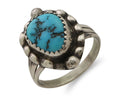 Navajo Ring 925 Silver Sleeping Beauty Turquoise Artist Signed SC C.80's
