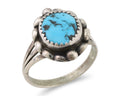 Navajo Ring 925 Silver Sleeping Beauty Turquoise Artist Signed SC C.80's