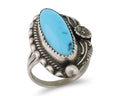 Navajo Ring 925 Silver Sleeping Beauty Turquoise Artist Signed SC C.80's