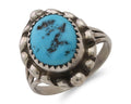 Navajo Ring 925 Silver Sleeping Beauty Turquoise Artist Signed SC C.80's
