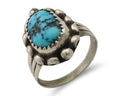 Navajo Ring 925 Silver Sleeping Beauty Turquoise Artist Signed SC C.80's