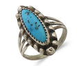 Navajo Ring 925 Silver Sleeping Beauty Turquoise Artist Signed SC C.80's