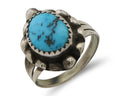 Navajo Ring 925 Silver Sleeping Beauty Turquoise Artist Signed SC C.80's
