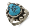 Navajo Ring 925 Silver Sleeping Beauty Turquoise Artist Signed SC C.80's