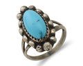 Navajo Ring 925 Silver Sleeping Beauty Turquoise Artist Signed SC C.80's