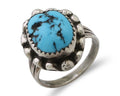 Navajo Ring 925 Silver Sleeping Beauty Turquoise Artist Signed SC C.80's