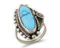Navajo Ring 925 Silver Sleeping Beauty Turquoise Artist Signed SC C.80's