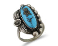 Navajo Ring 925 Silver Sleeping Beauty Turquoise Artist Signed SC C.80's