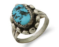 Navajo Ring 925 Silver Sleeping Beauty Turquoise Artist Signed SC C.80's