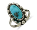 Navajo Ring 925 Silver Sleeping Beauty Turquoise Artist Signed SC C.80's