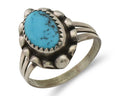 Navajo Ring 925 Silver Sleeping Beauty Turquoise Artist Signed SC C.80's