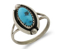 Navajo Ring 925 Silver Sleeping Beauty Turquoise Artist Signed SC C.80's