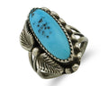 Navajo Ring 925 Silver Sleeping Beauty Turquoise Artist Signed SC C.80's