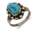 Navajo Ring 925 Silver Sleeping Beauty Turquoise Artist Signed SC C.80's