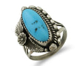 Navajo Ring 925 Silver Sleeping Beauty Turquoise Artist Signed SC C.80's