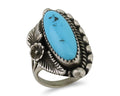 Navajo Ring 925 Silver Sleeping Beauty Turquoise Artist Signed SC C.80's