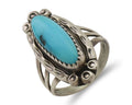 Navajo Ring 925 Silver Sleeping Beauty Turquoise Artist Signed SC C.80's