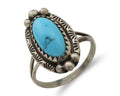Navajo Ring 925 Silver Sleeping Beauty Turquoise Artist Signed SC C.80's