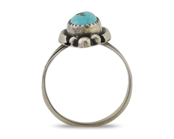 Navajo Ring 925 Silver Sleeping Beauty Turquoise Artist Signed SC C.80's