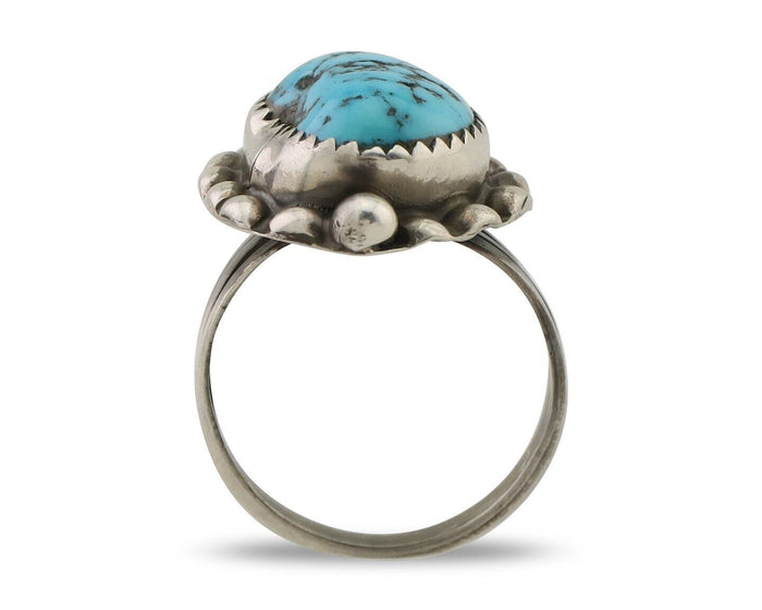 Navajo Ring 925 Silver Sleeping Beauty Turquoise Artist Signed SC C.80's