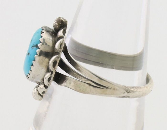 Navajo Ring 925 Silver Sleeping Beauty Turquoise Artist Signed SC C.80's