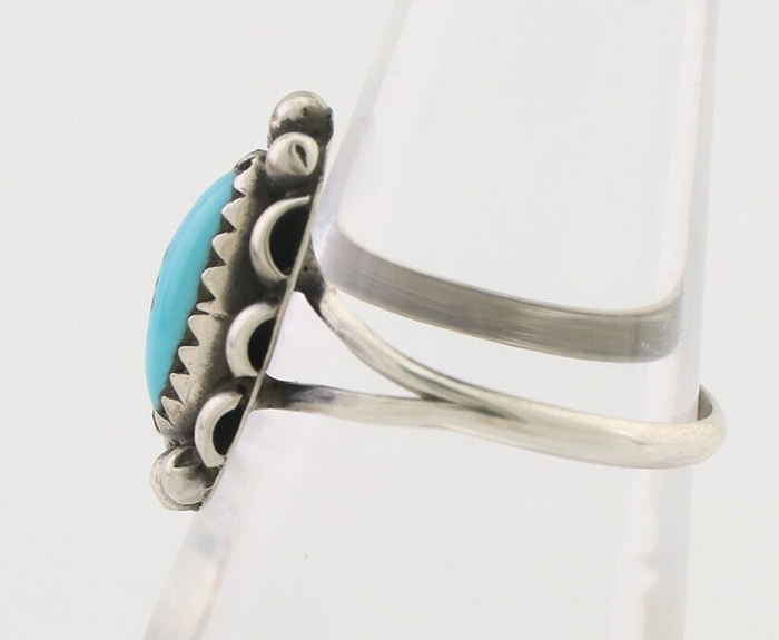 Navajo Ring 925 Silver Sleeping Beauty Turquoise Artist Signed SC C.80's