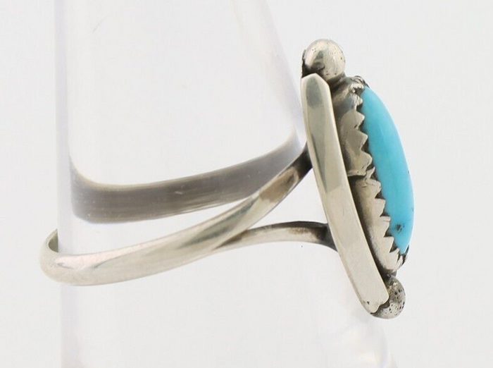 Navajo Ring 925 Silver Sleeping Beauty Turquoise Artist Signed SC C.80's