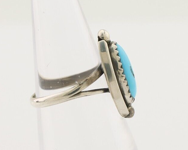Navajo Ring 925 Silver Sleeping Beauty Turquoise Artist Signed SC C.80's