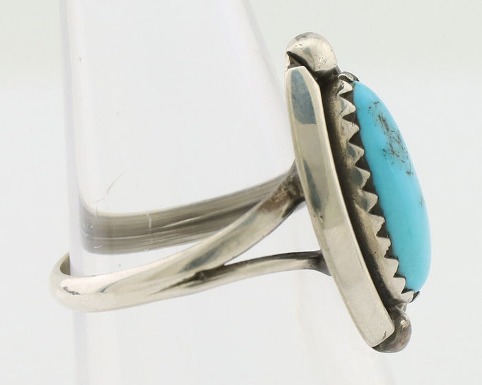 Navajo Ring 925 Silver Sleeping Beauty Turquoise Artist Signed SC C.80's