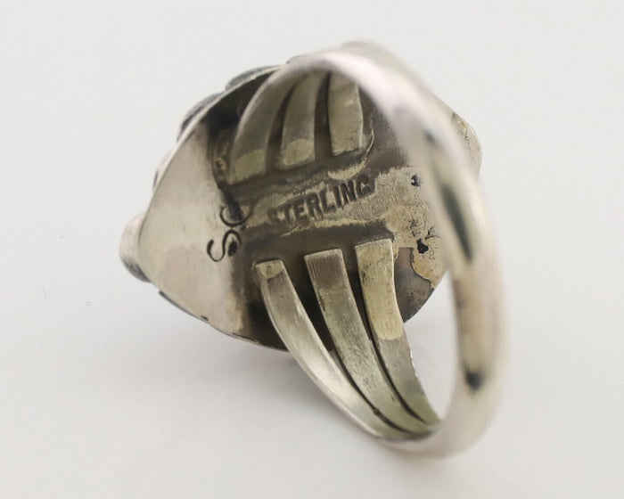 Navajo Ring 925 Silver Sleeping Beauty Turquoise Artist Signed SC C.80's