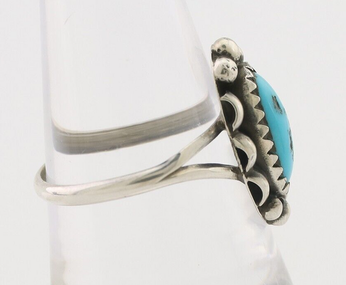 Navajo Ring 925 Silver Sleeping Beauty Turquoise Artist Signed SC C.80's