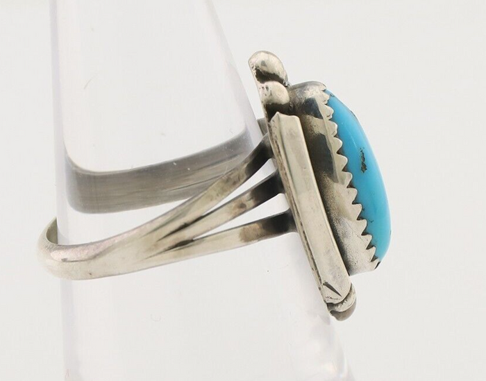 Navajo Ring 925 Silver Sleeping Beauty Turquoise Artist Signed SC C.80's