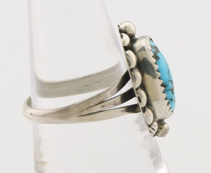 Navajo Ring 925 Silver Sleeping Beauty Turquoise Artist Signed SC C.80's