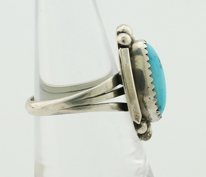 Navajo Ring 925 Silver Sleeping Beauty Turquoise Artist Signed SC C80s