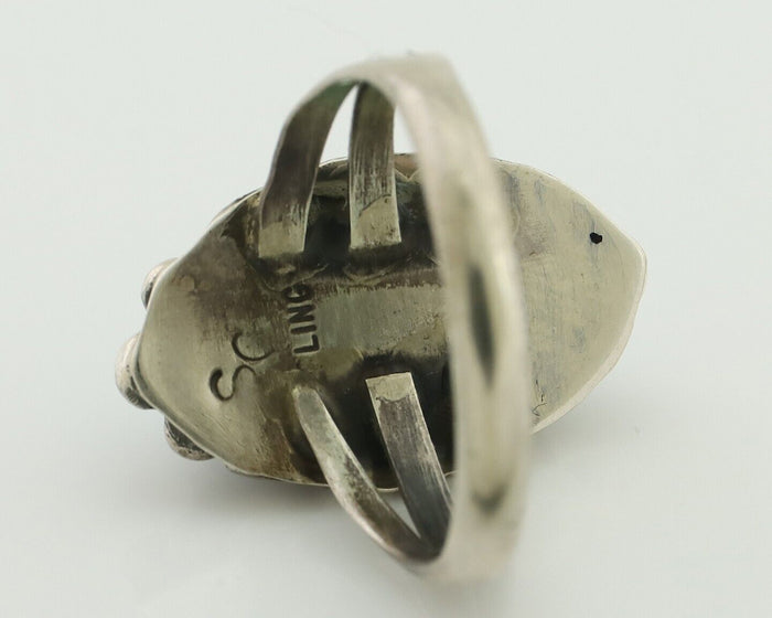 Navajo Ring 925 Silver Sleeping Beauty Turquoise Artist Signed SC C80s
