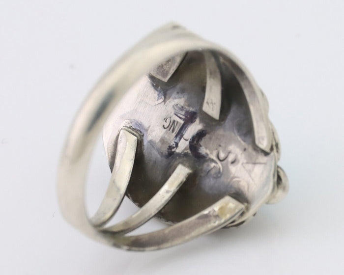 Navajo Ring 925 Silver Sleeping Beauty Turquoise Artist Signed SC C.80's