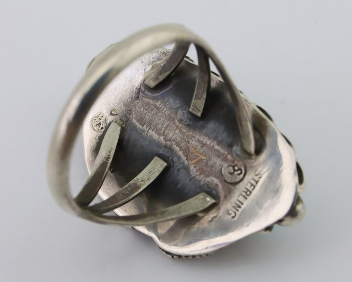 Navajo Ring 925 Silver Sleeping Beauty Turquoise Artist Signed SC C.80's