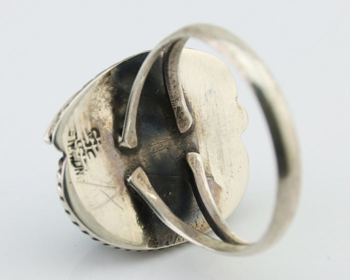Navajo Ring 925 Silver Sleeping Beauty Turquoise Artist Signed SC C.80's