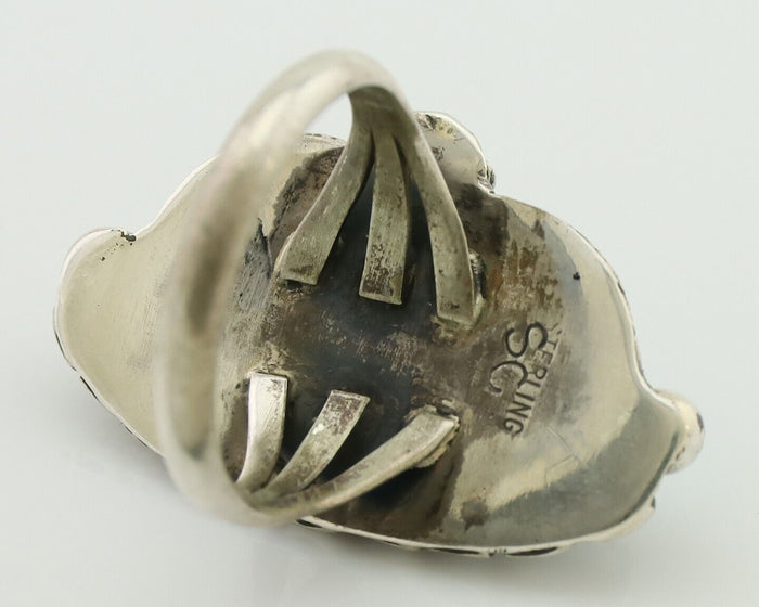 Navajo Ring 925 Silver Sleeping Beauty Turquoise Artist Signed SC C.80's