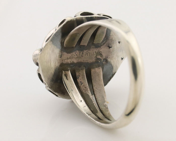 Navajo Ring 925 Silver Sleeping Beauty Turquoise Artist Signed SC C.80's