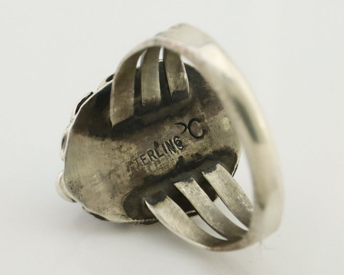 Navajo Ring 925 Silver Sleeping Beauty Turquoise Artist Signed SC C.80's