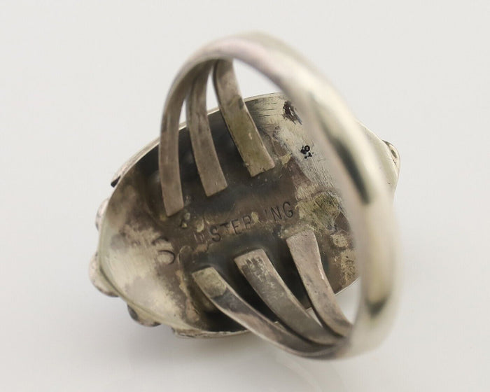 Navajo Ring 925 Silver Sleeping Beauty Turquoise Artist Signed SC C.80's