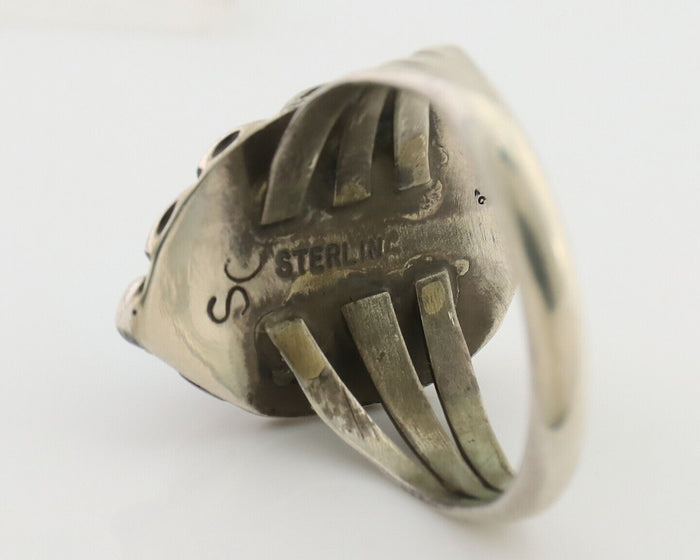Navajo Ring 925 Silver Sleeping Beauty Turquoise Artist Signed SC C.80's