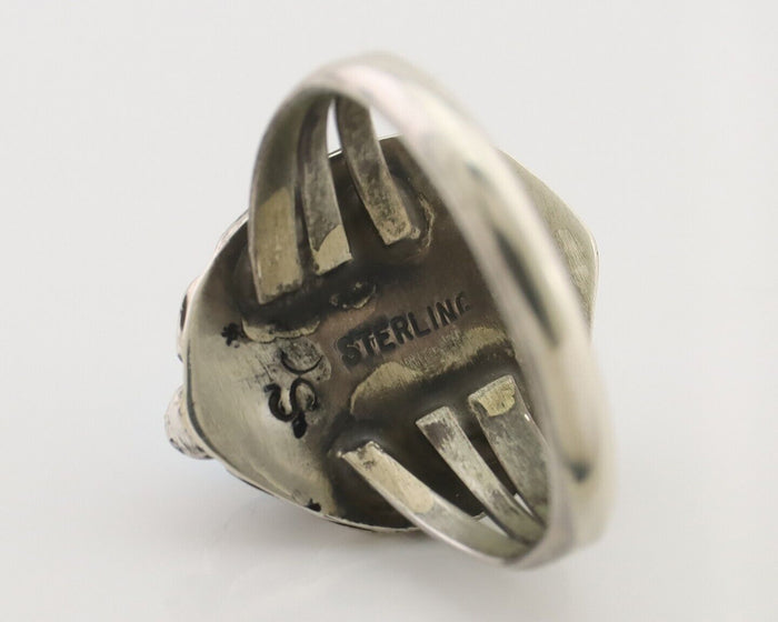 Navajo Ring 925 Silver Sleeping Beauty Turquoise Artist Signed SC C.80's