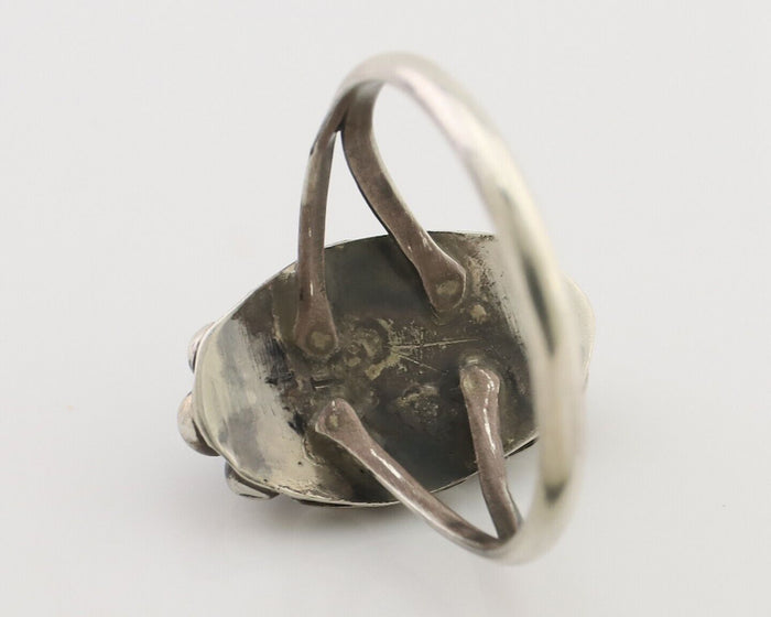Navajo Ring 925 Silver Sleeping Beauty Turquoise Artist Signed SC C.80's