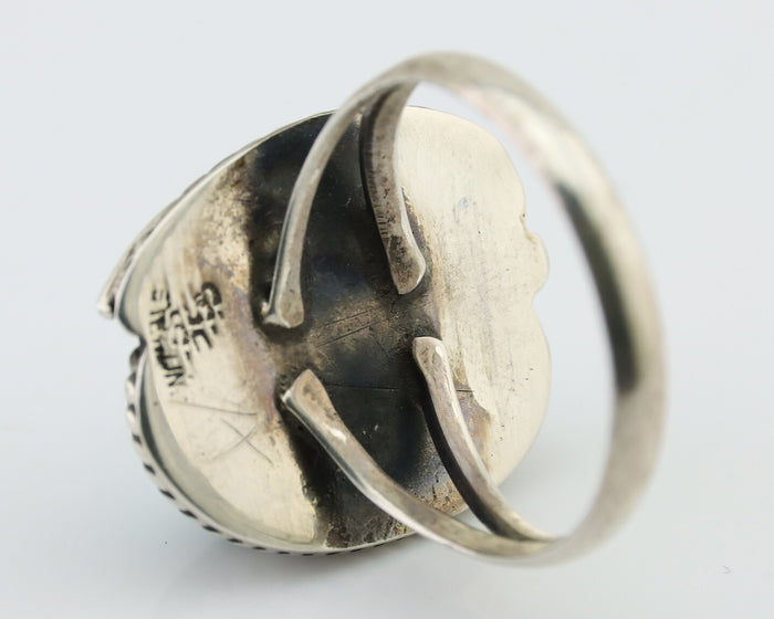 Navajo Ring 925 Silver Sleeping Beauty Turquoise Artist Signed SC C.80's