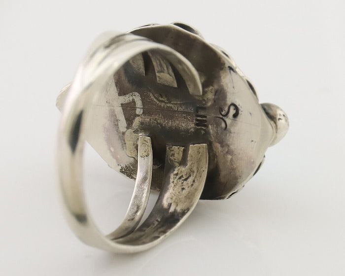 Navajo Ring 925 Silver Sleeping Beauty Turquoise Artist Signed SC C.80's
