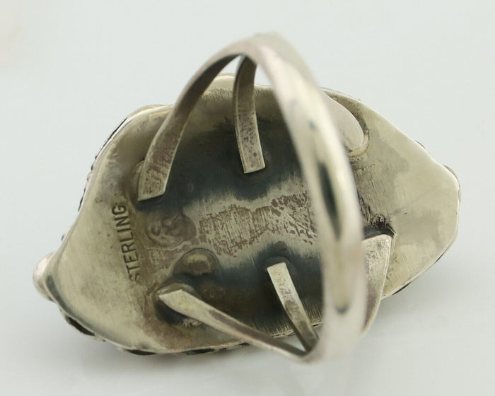 Navajo Ring 925 Silver Sleeping Beauty Turquoise Artist Signed SC C.80's