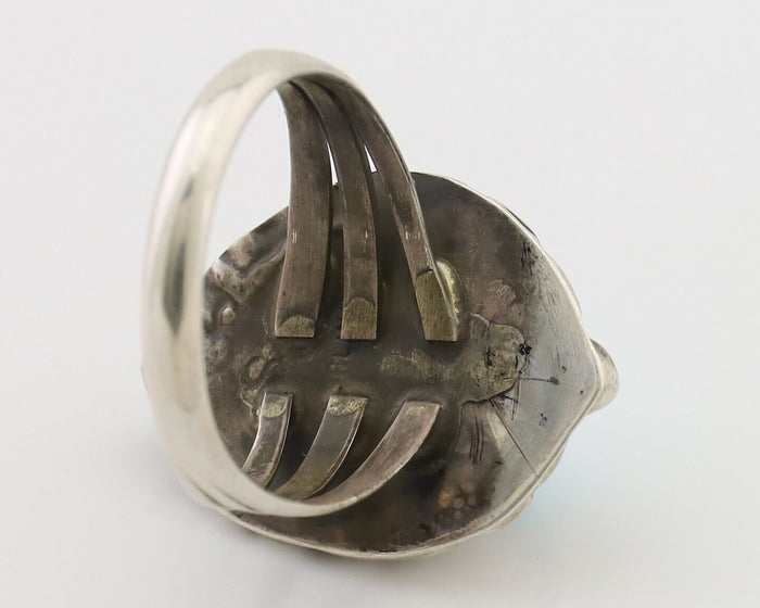 Navajo Ring 925 Silver Sleeping Beauty Turquoise Artist Signed SC C.80's